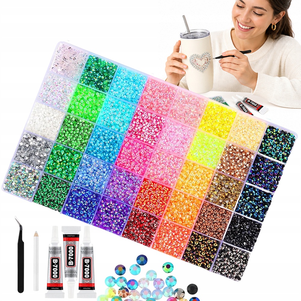 Sada Zirkonů Na Zdobení 32000KUSŮ 40 Barev 3MM Pryskyřice Boty Oblečení Diy