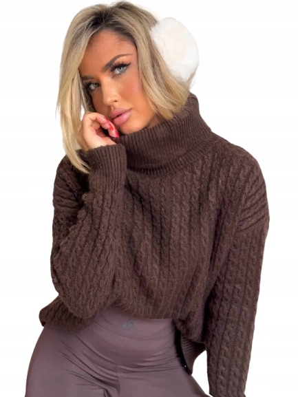 Vlněný svetr s rolákem Golf Inko By Me, hnědý, čokoládový