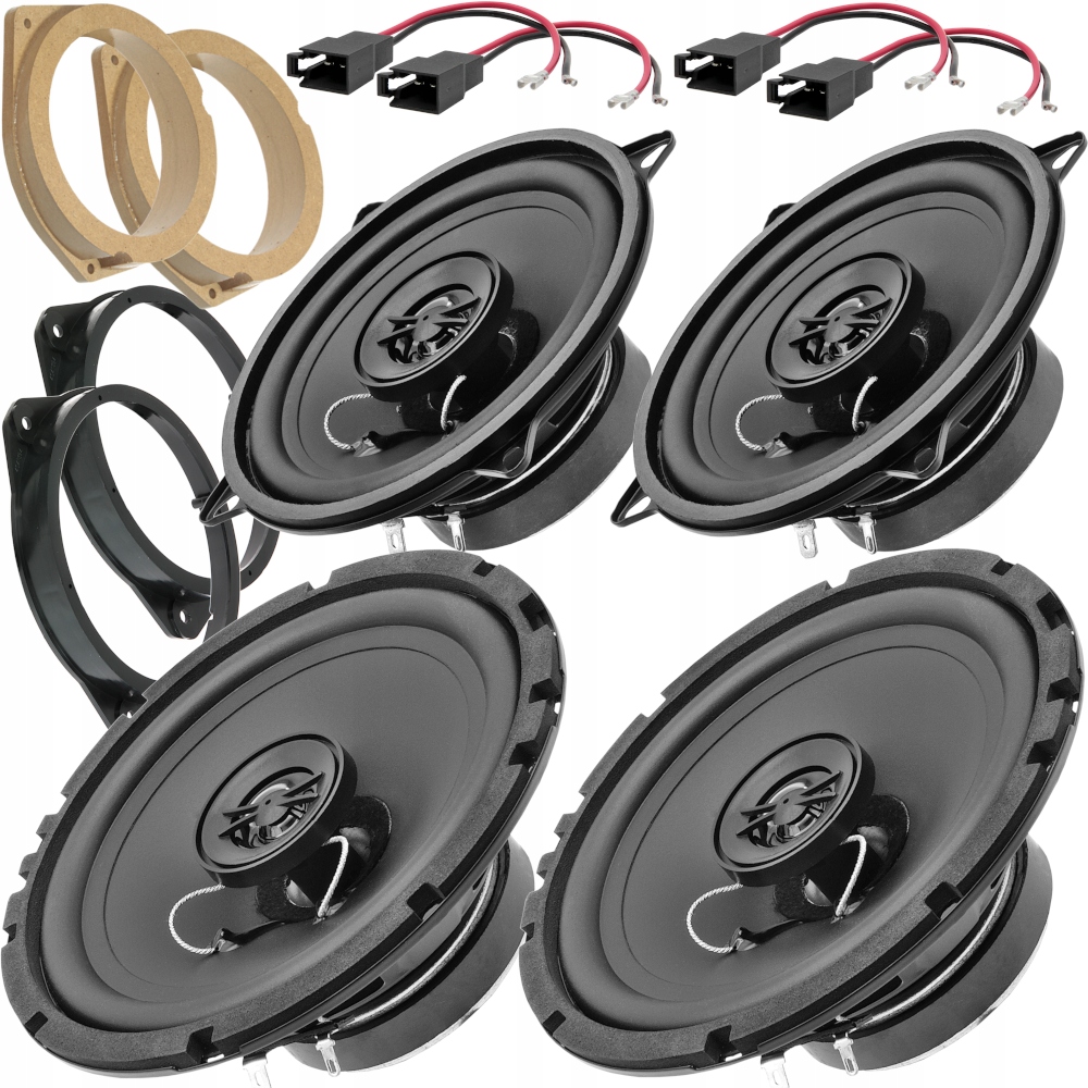 MOCNE GŁOŚNIKI SAMOCHODOWE EXCALIBUR DO FIAT GRANDE PUNTO PRZÓD + TYŁ