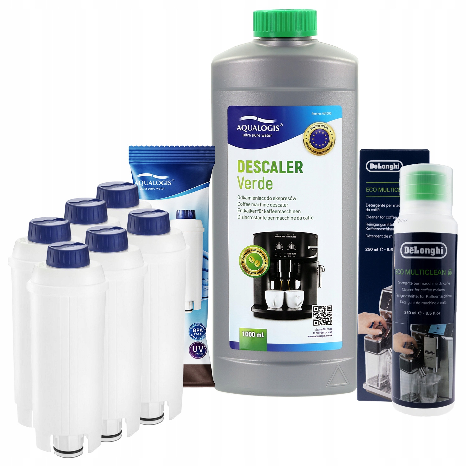 6x Filtr do kávovaru Delonghi AL-S002 3013 250 ml Odvápňovač 1 l