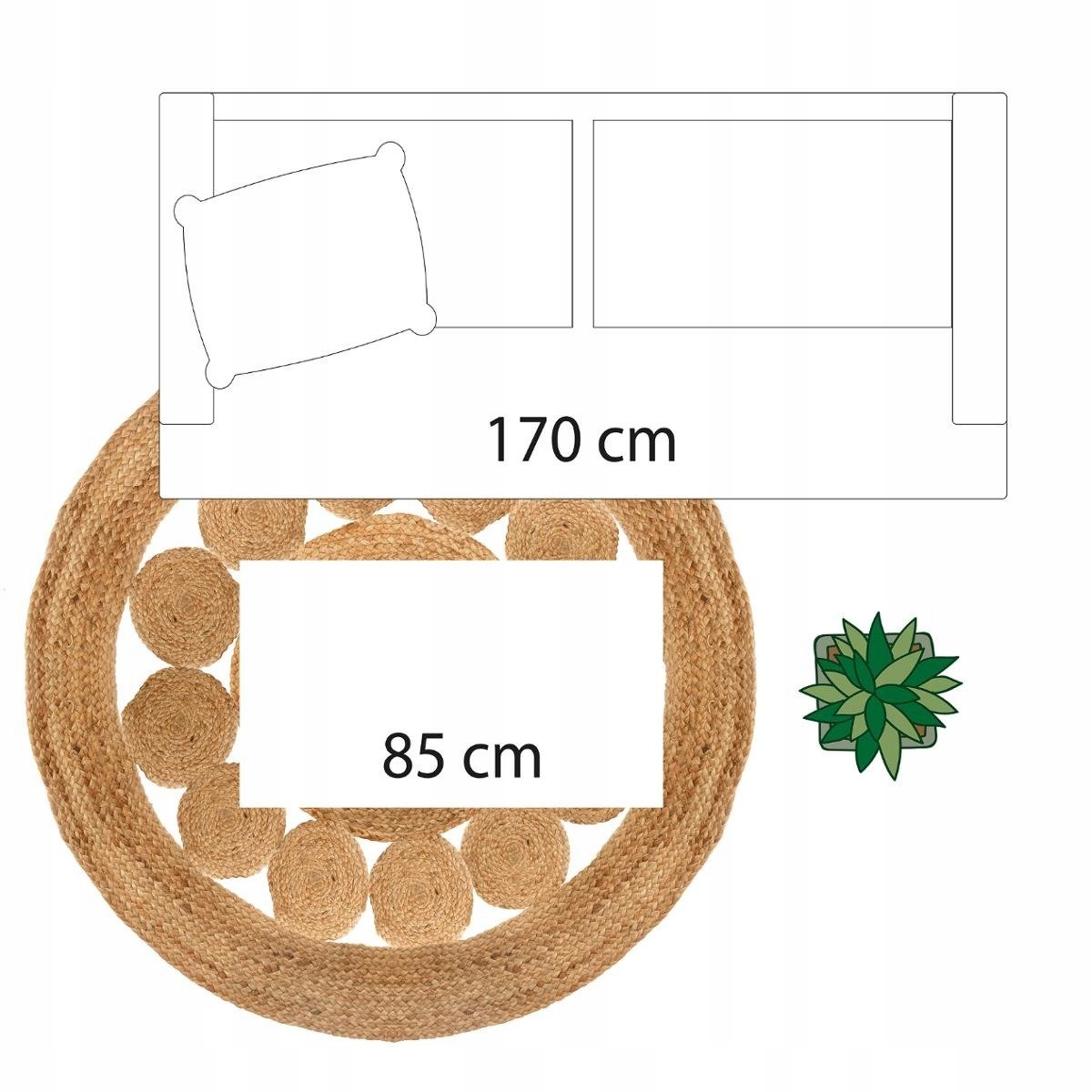 DYWAN BOHO DYWANIK PLECIONY Z JUTY ETNO WZÓR 120cm Kod producenta 156147