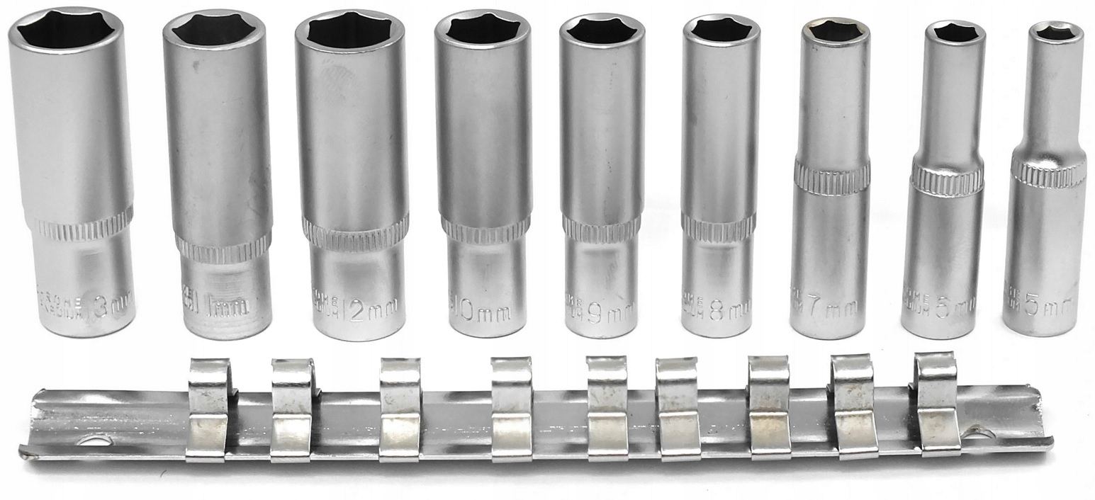 Zestaw Kluczy Nasadowych Długich Na Małą Grzechotkę 1/4 5-13mm 9 sztuk kpl