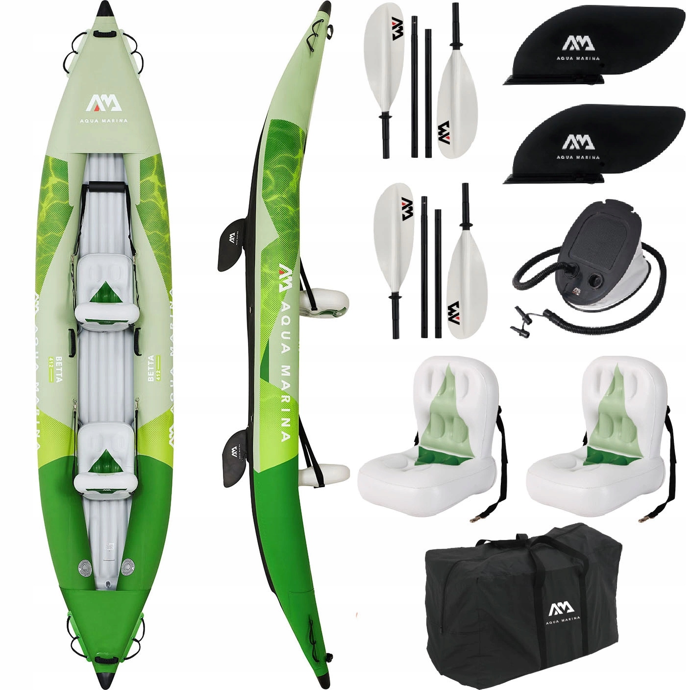 Kajak pompowany dmuchany Aqua Marina pneumatyczny Betta 2-osobowy Wiosła