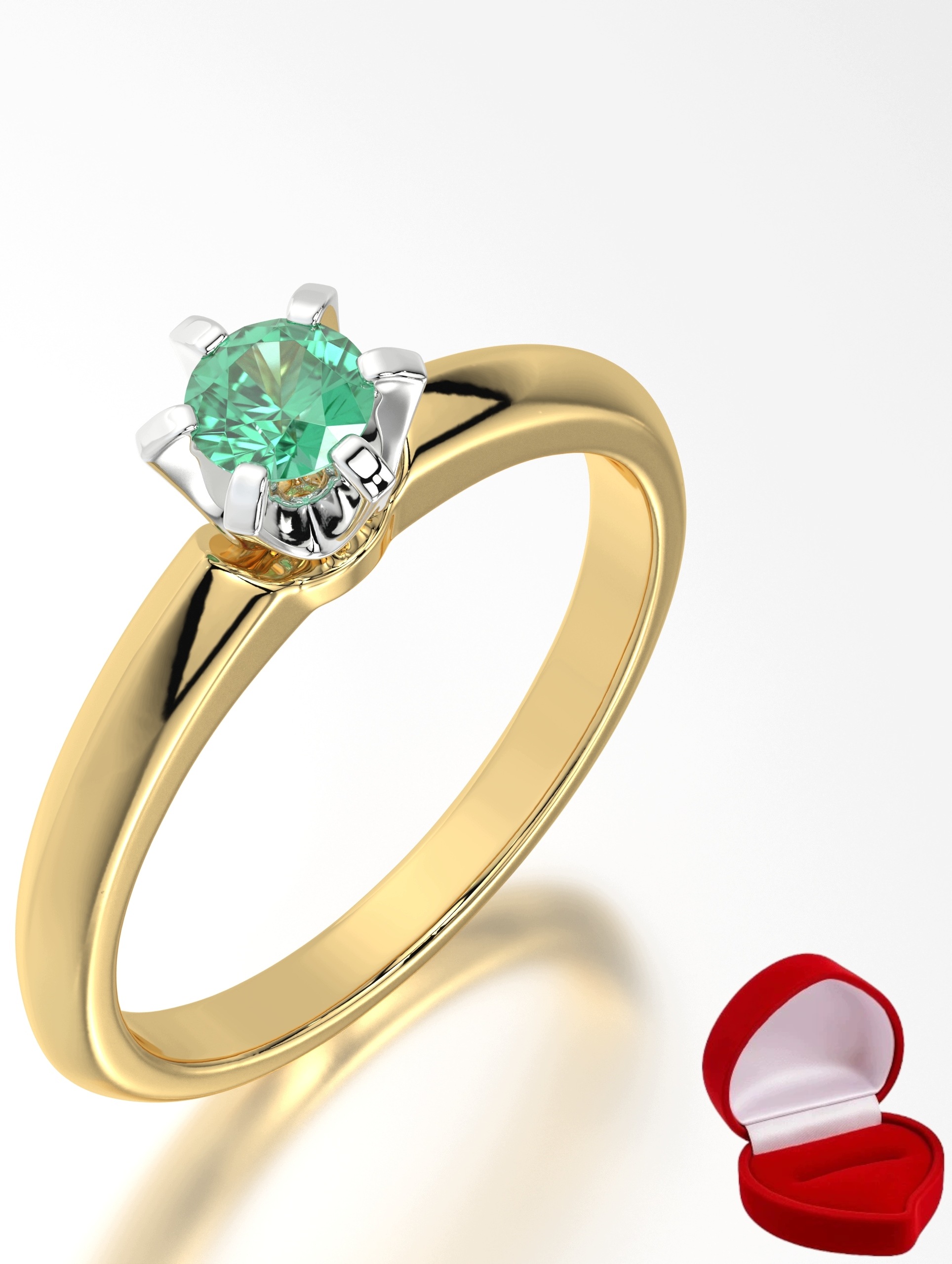 Zlatý Prstýnek 585 14k Smaragd 0,19 ct Krabička R29