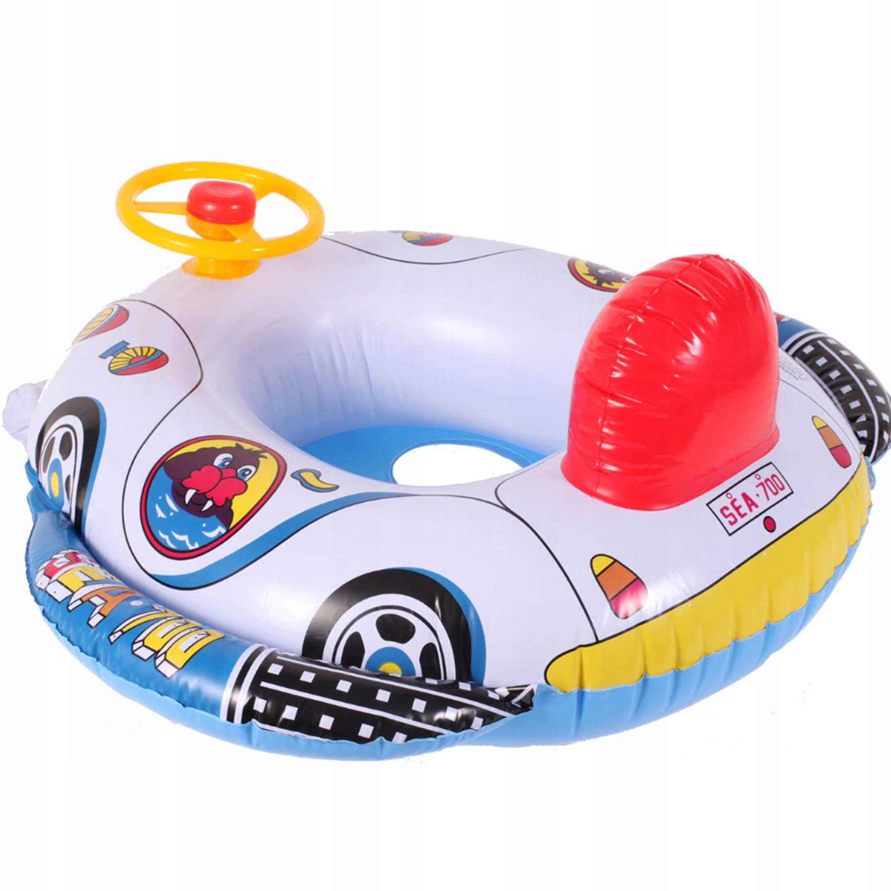 PONTONIK DLA DZIECI DO PŁYWANIA BEZPIECZNY PONTON Z KIEROWNICĄ KLAKSON AUTO Marka Toys