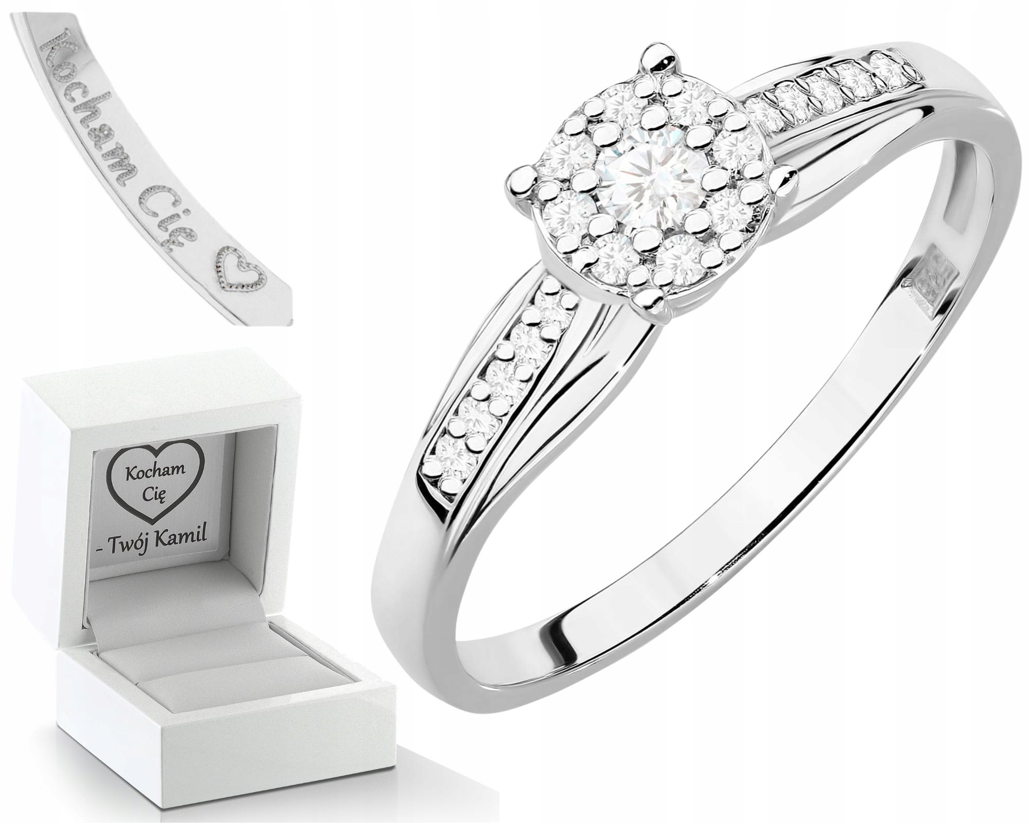 Prstýnek Z Bílého Zlata S Diamanty, Zlato 585 14K