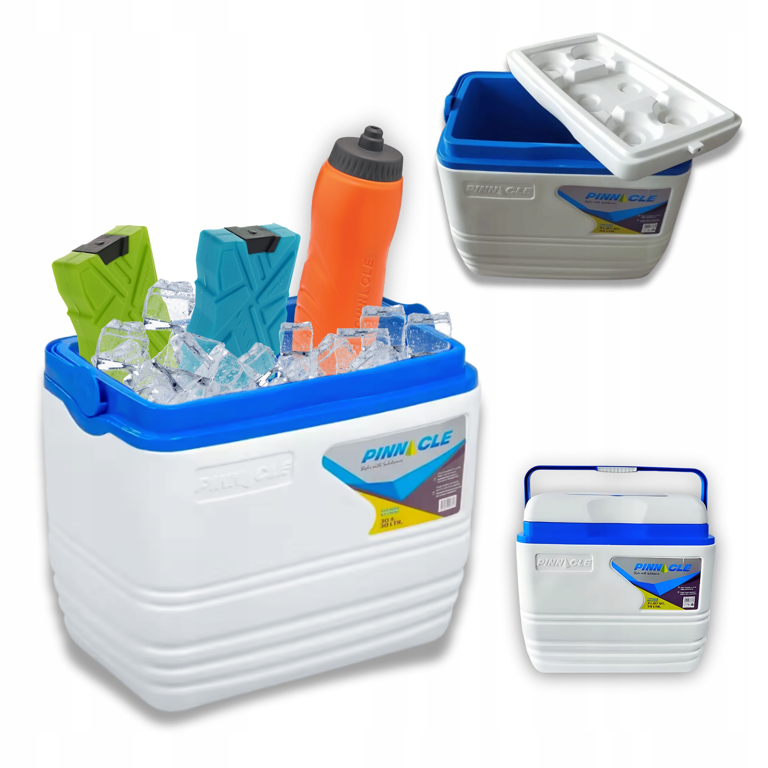 Turistická lednička 30L Bílá Pinnacle Voyager chladicí vložky lahev na pití