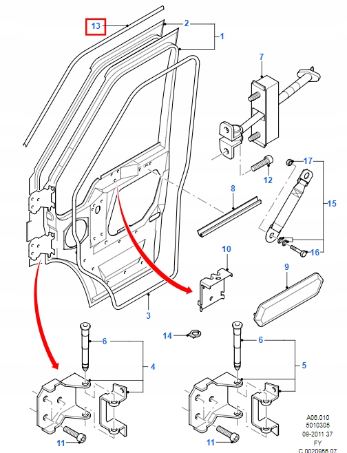 GÓRNA USZCZELKA DRZWI FORD TRANSIT MK6 2006-2009