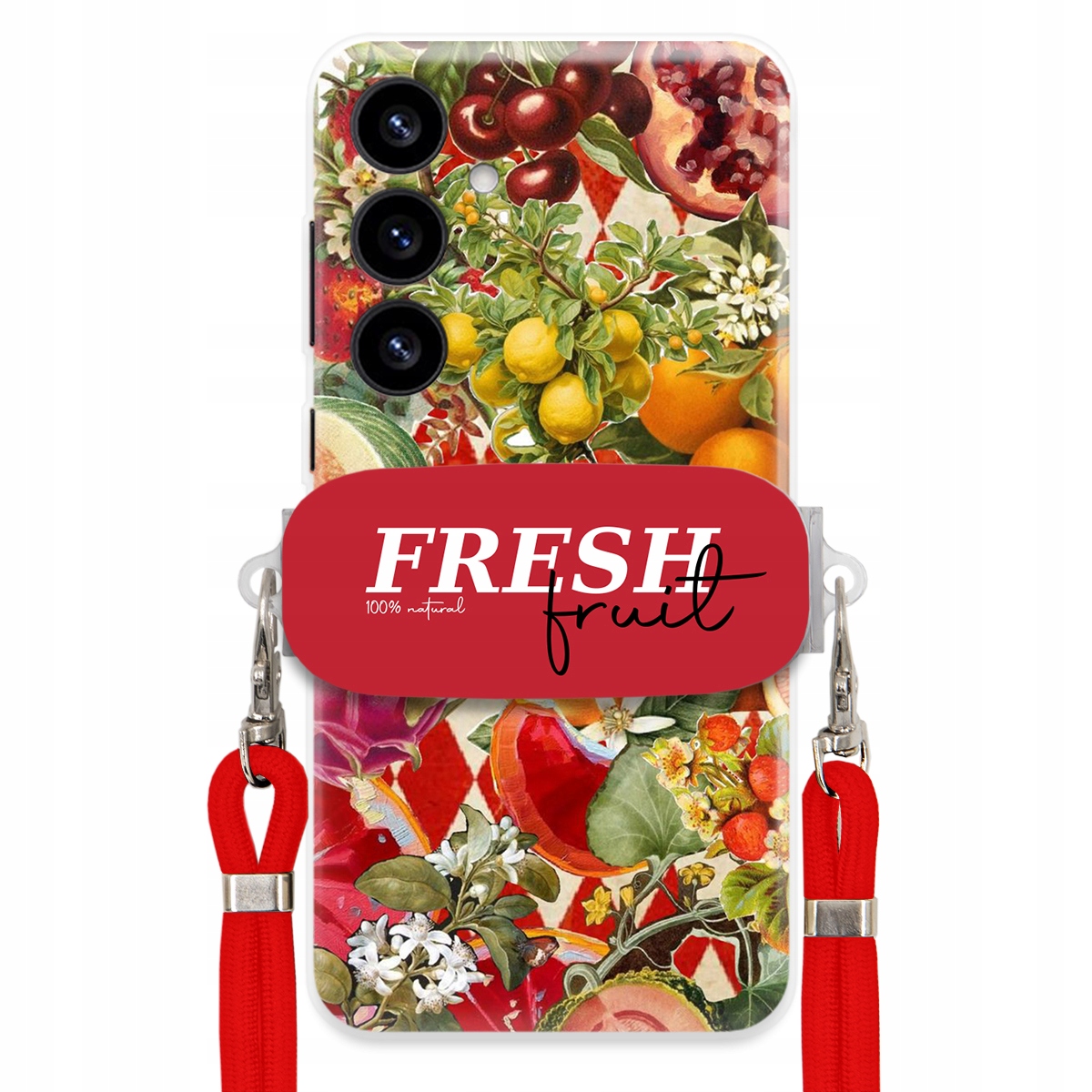 Puzdro pre Samsung S25 Plus Červené Crossbody vodítko držiak Fresh Fruit