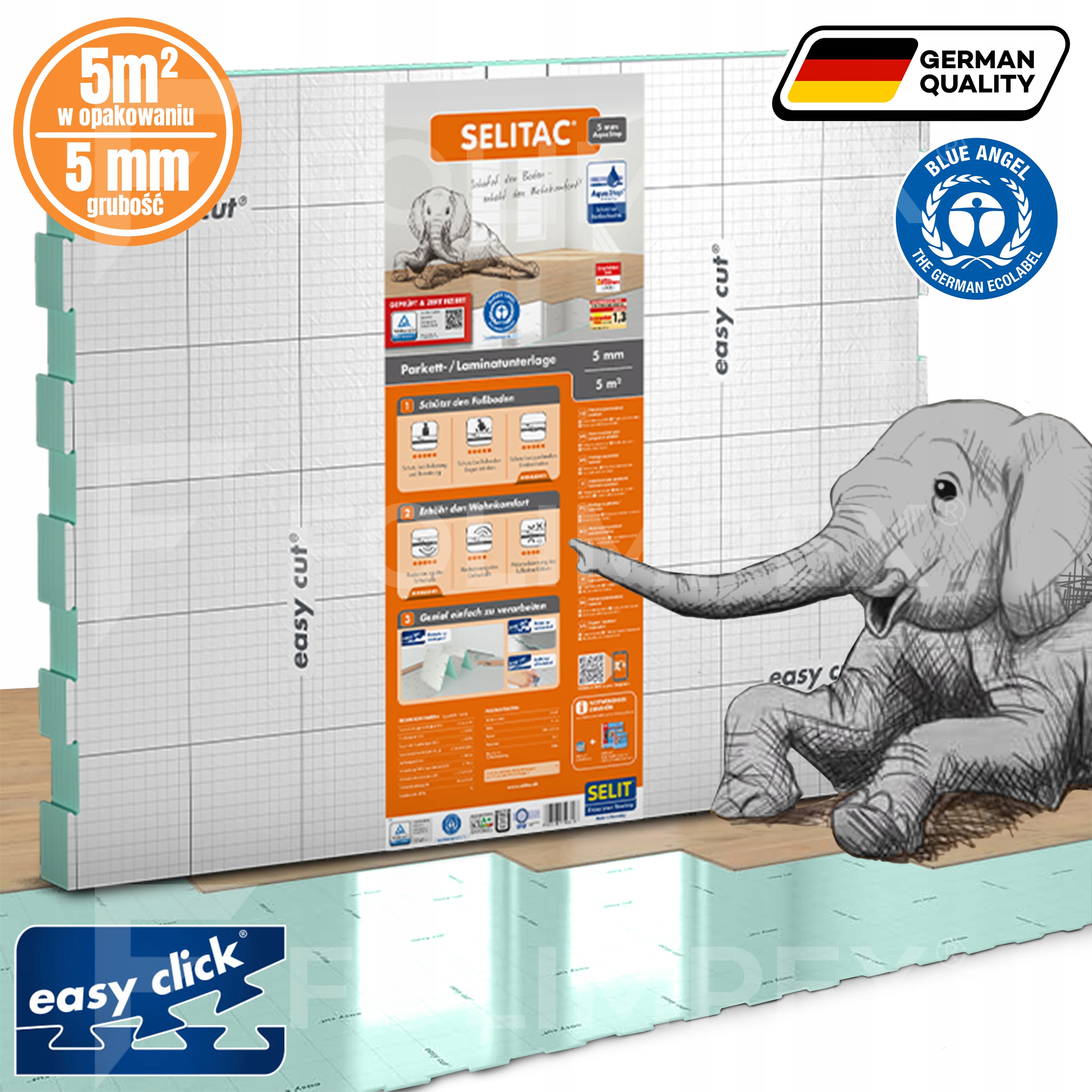 PODKŁAD SELITAC 5mm AQUA STOP 5m2 PUZLE POD LAMINAT