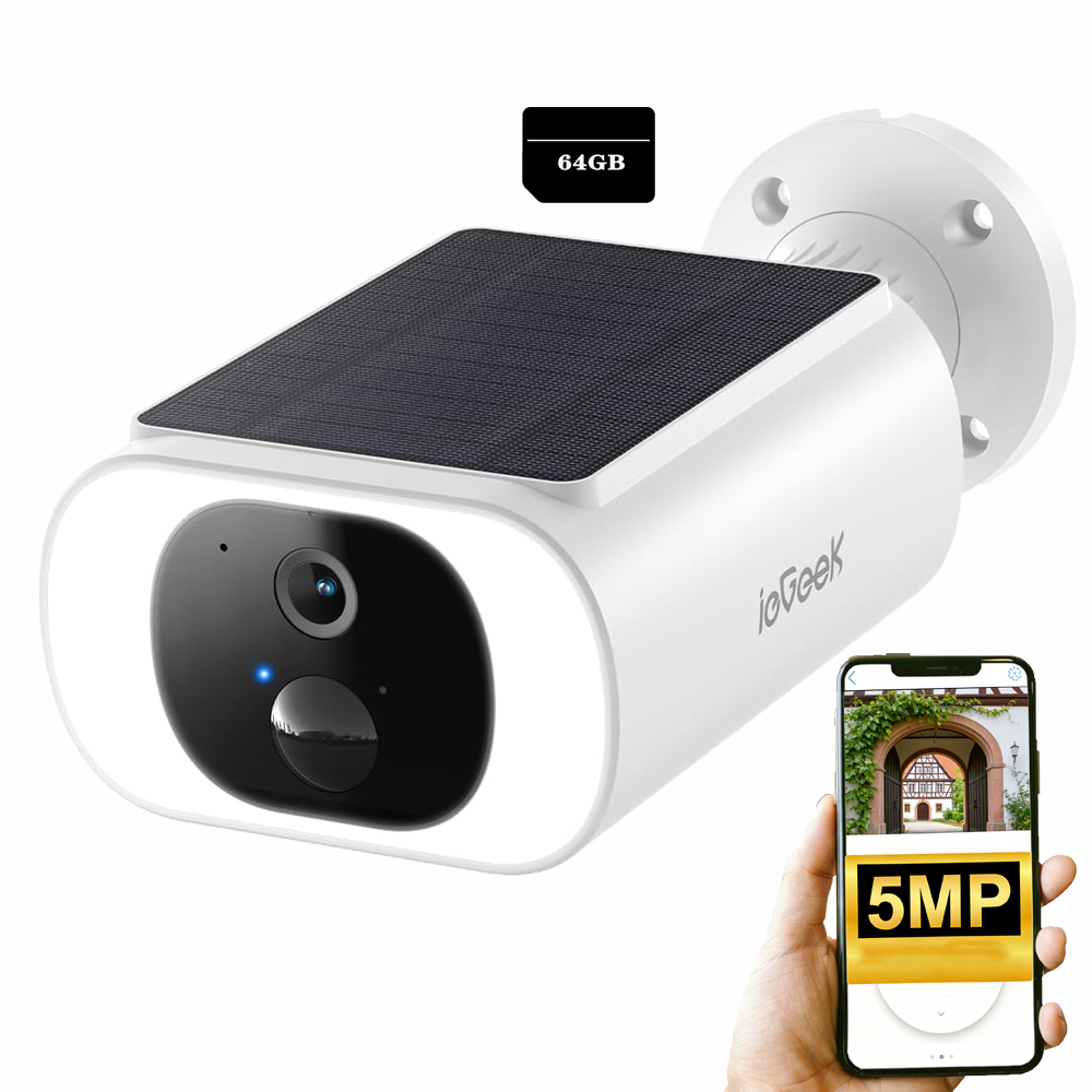 Solární Wifi Kamera 5 Mp Inteligentní Venkovní Bezdrátová S 64G Kartou