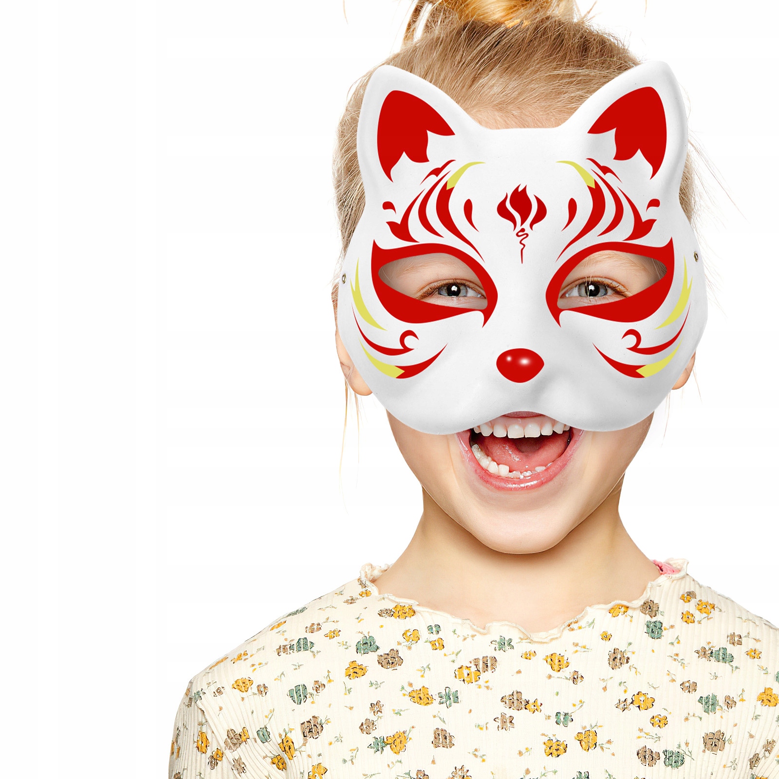 DIY PUSTE, RĘCZNIE MALOWANE MASKI MASKA KOT 10 SZT Materiał papier