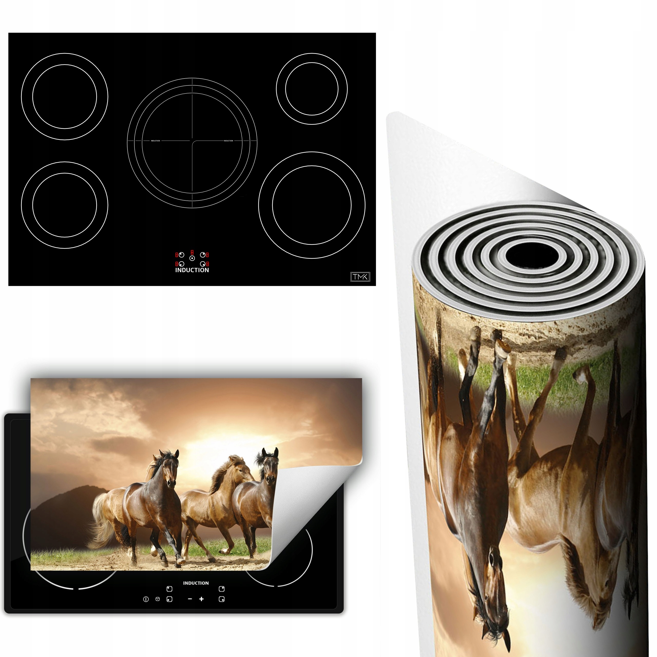 Vinylová Podložka Na Ochranu Kuchyňské Desky 90x52 hnědá koně
