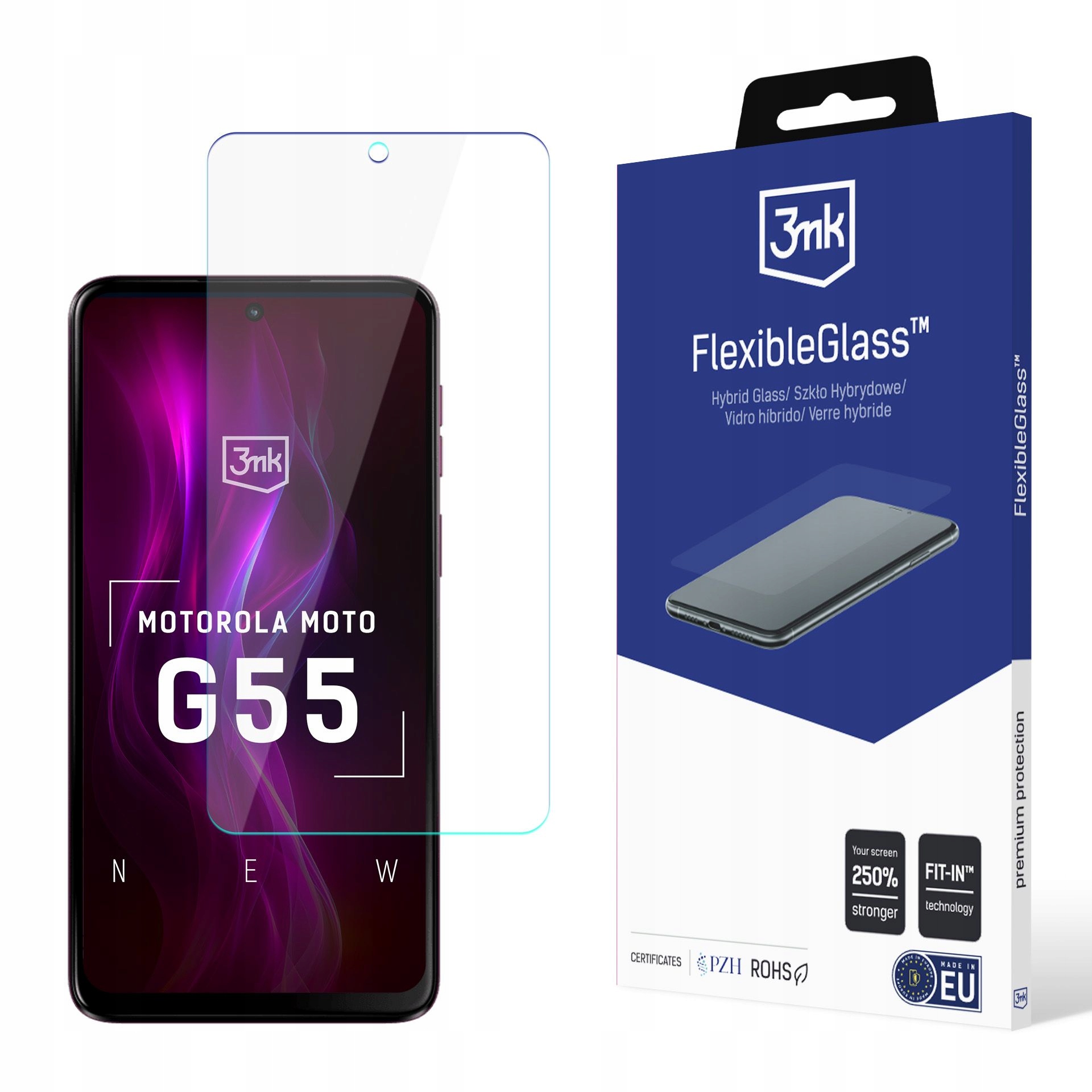 Szkło hybrydowe na ekran do Motorola Moto G55 5G 3mk FlexibleGlass