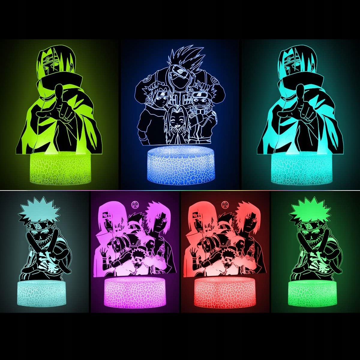 Lampka nocna LED RGB z pilotem, Naruto, 4 panele Marka inna