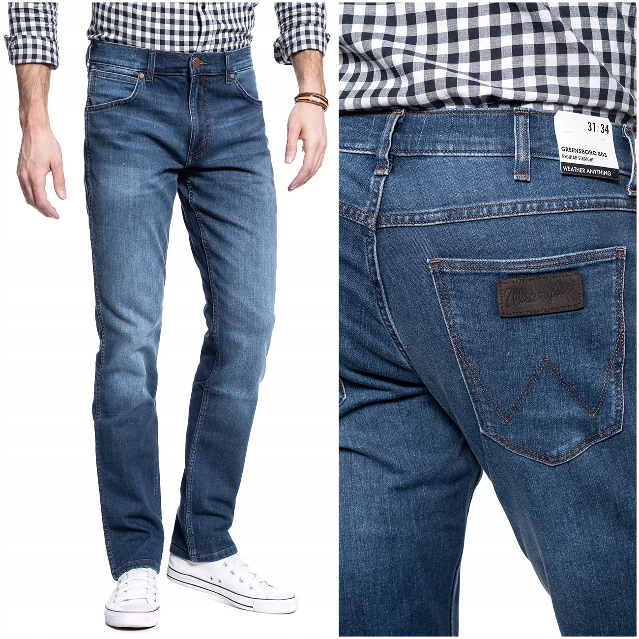 

Wrangler Greensboro Męskie Spodnie W38 L36