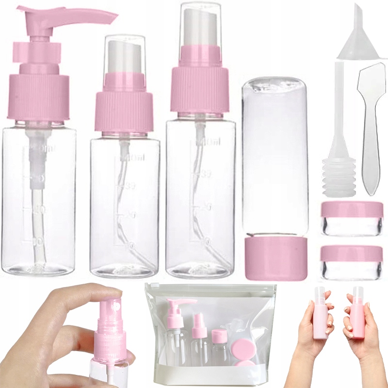 POJEMNIKI PODRÓŻNE DO SAMOLOTU NA KOSMETYKI KOSMETYCZKA BUTELKI 10 SZTUK