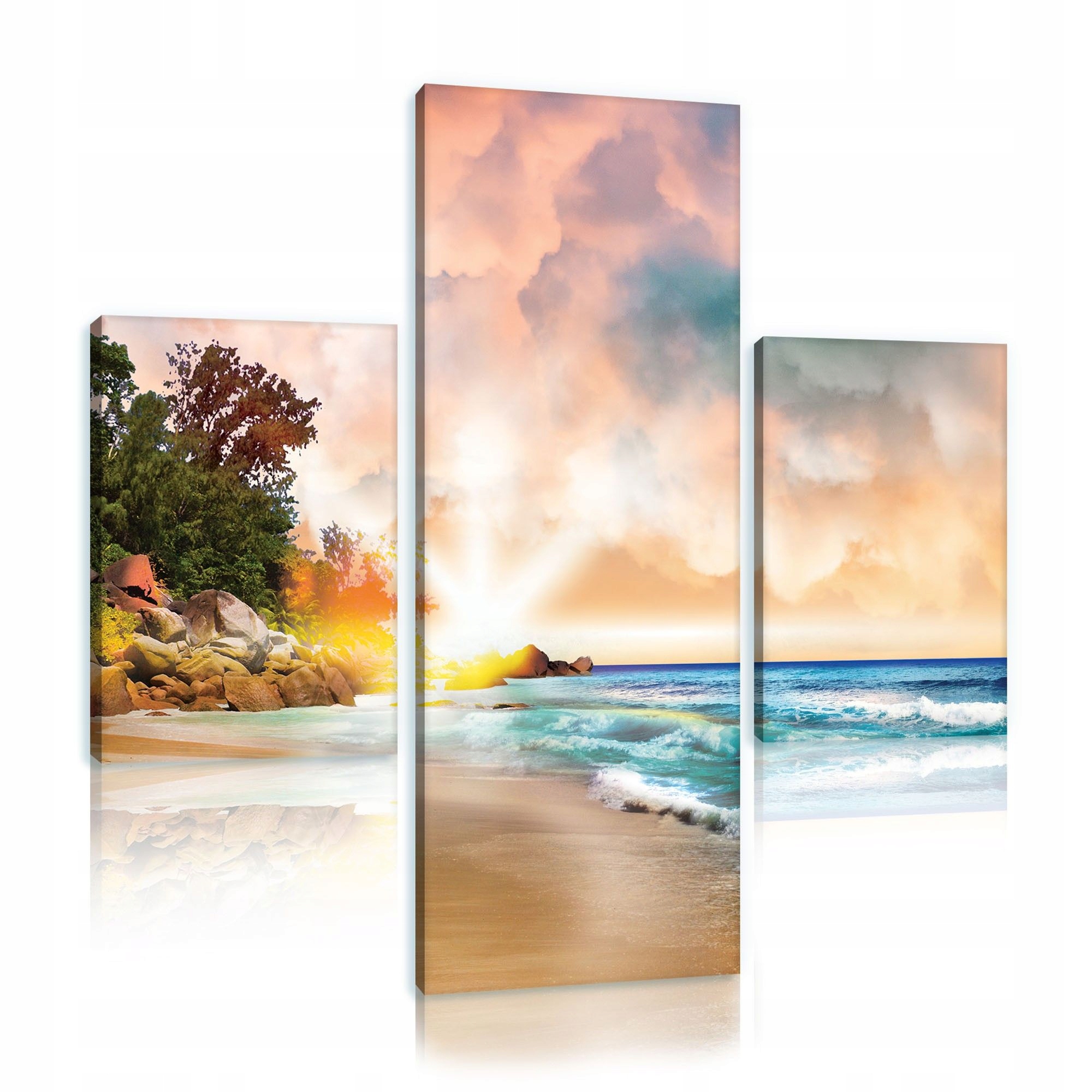 Obraz 80x80 Tropická pláž oceán moře palma písek vlny obloha příroda