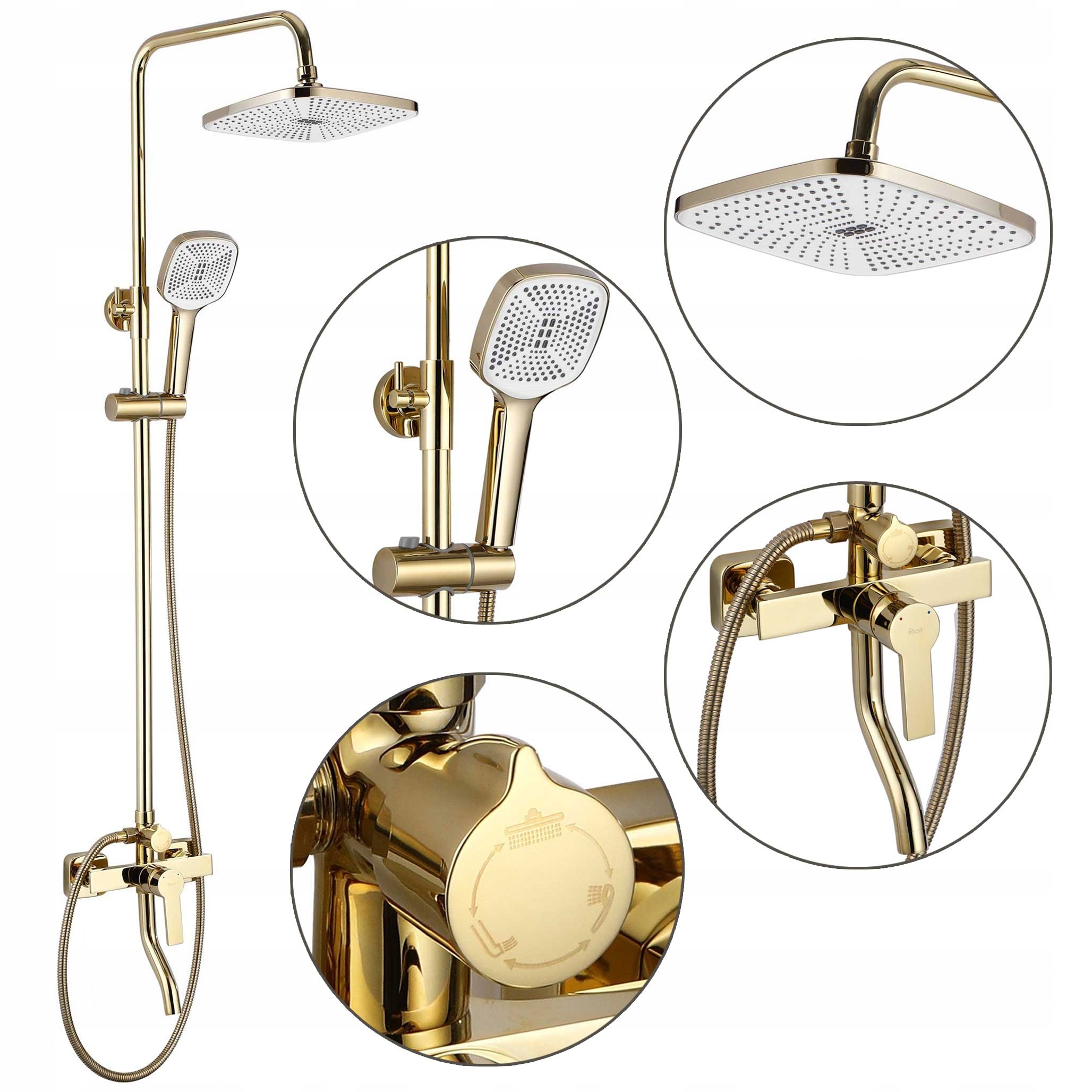 Nástenná sprchová súprava Zlatý Rea Argus Lesk Dlhý sprchový výtok