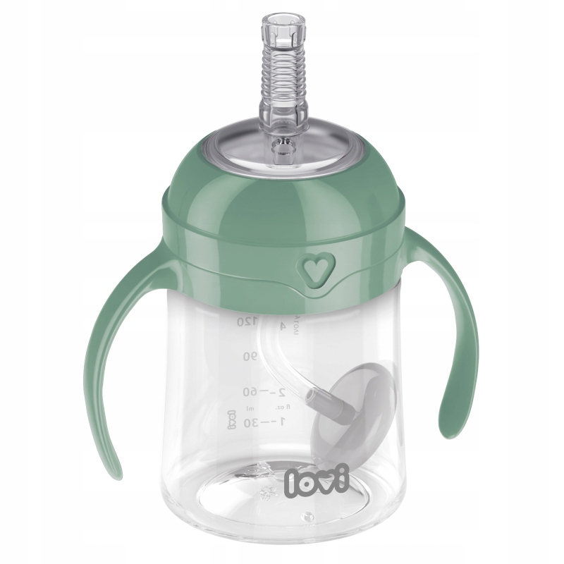 LOVI PIERWSZY KUBEK Z OBCIĄŻONĄ SŁOMKĄ 150ml 6M+ Kolor zielony