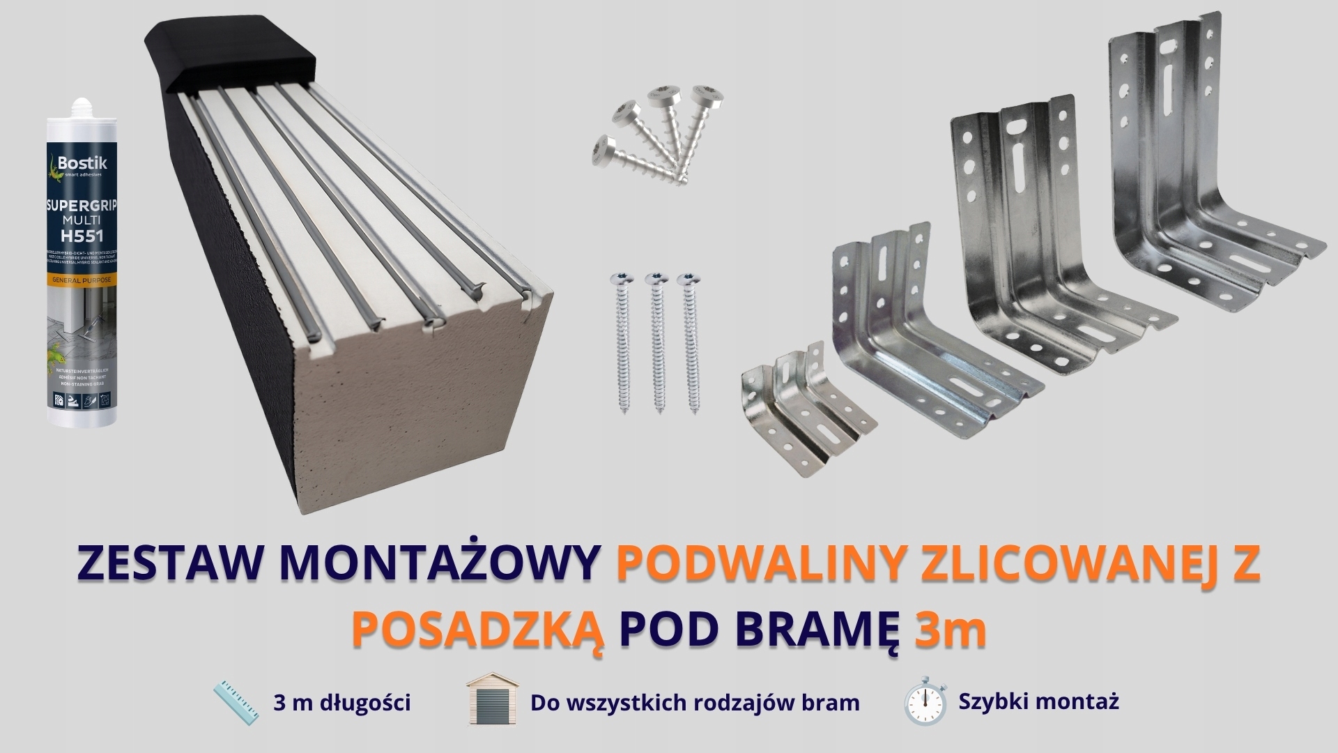 Podwalina Pod Bramę Garażową Klinaryt H.14 Zlicowany Ciepły Próg 3mb