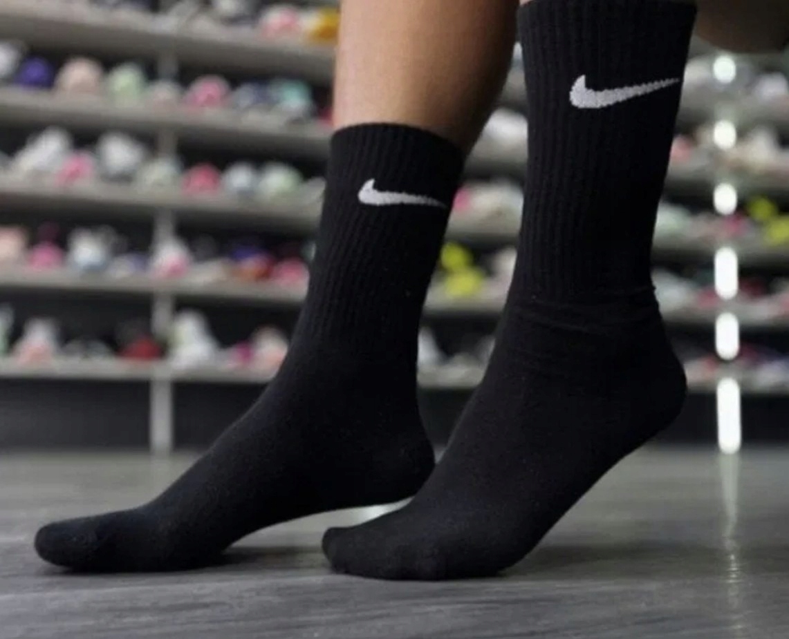 Nike Vysoké Černé Ponožky Ponožky vel. 41-46, 9 párů 9-pack