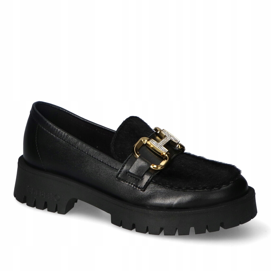 Dámské mokasíny Chebello Černé Lico Kožené s ozdobou 36
