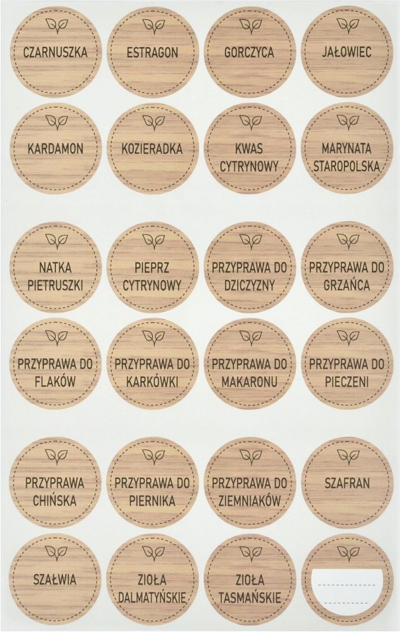 

Etykiety drewno naklejki na słoiki fi35 Czarnuszka