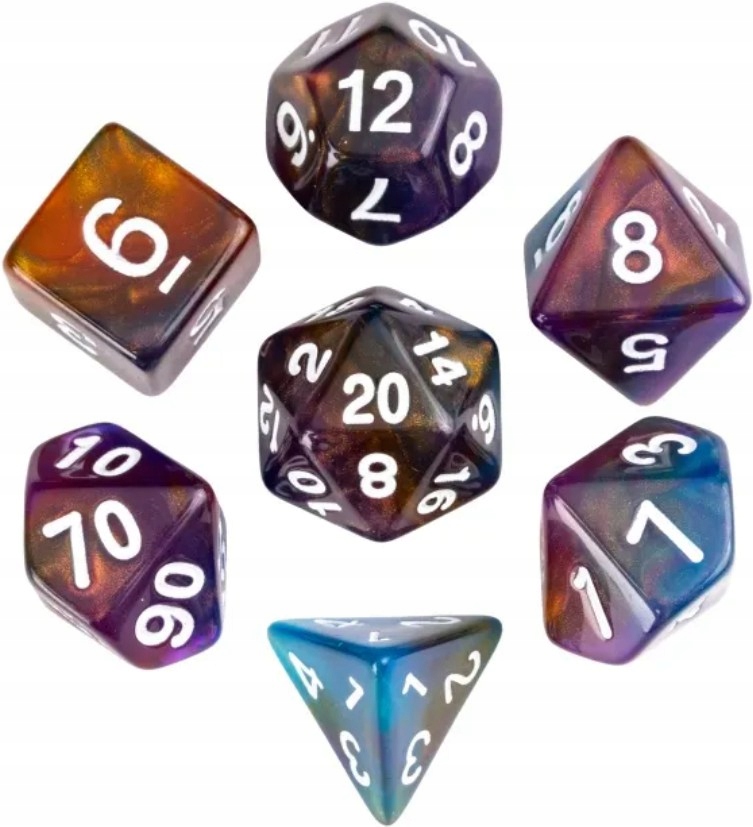 Zestaw 7 Kości Przezroczyste Kolorowe D4-20 K20 Rpg D&D Mtg Board