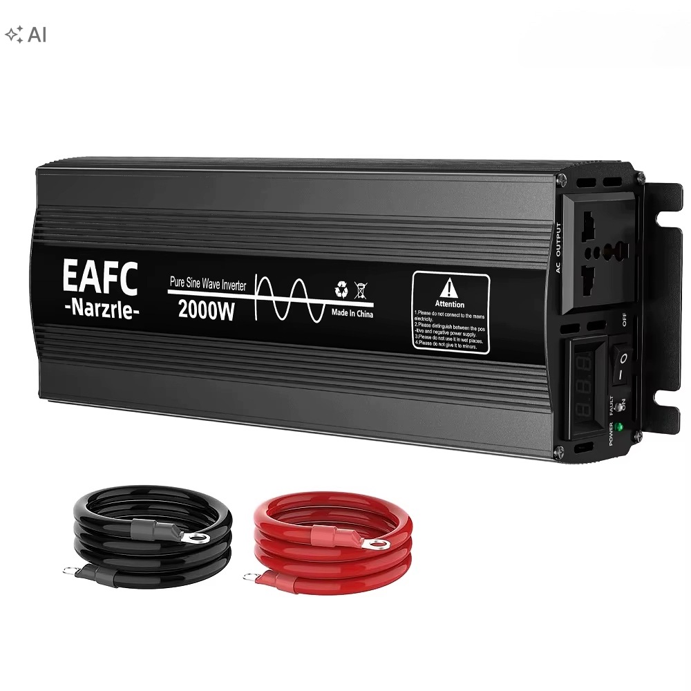 Měnič Napětí Čistá Sinusoida 12V Na 230V, Výkon 1000W Špičkový 2000W, S LCD Displejem
