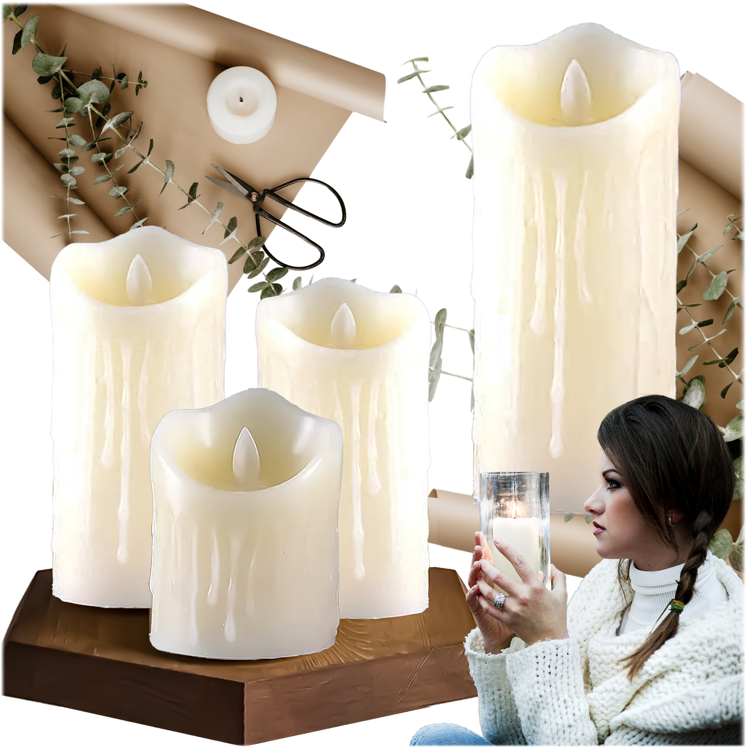 ŚWIECZKA LED WKŁAD DO ZNICZA EFEKT PŁOMIENIA ŚWIECA 11CM ZESTAW BATERIE