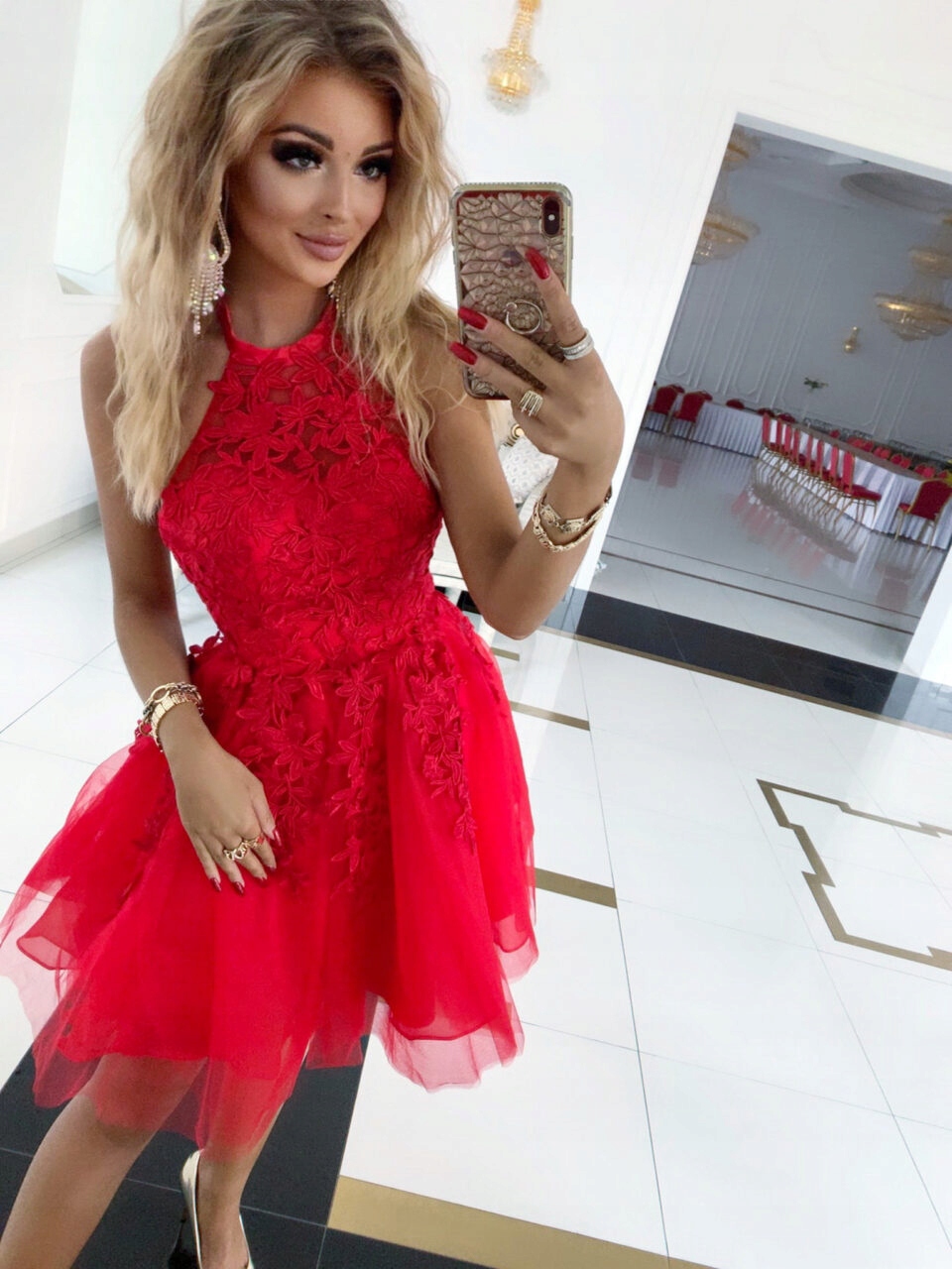 Šaty Na Svatební Hostinu Lolita Krátká Červená 40