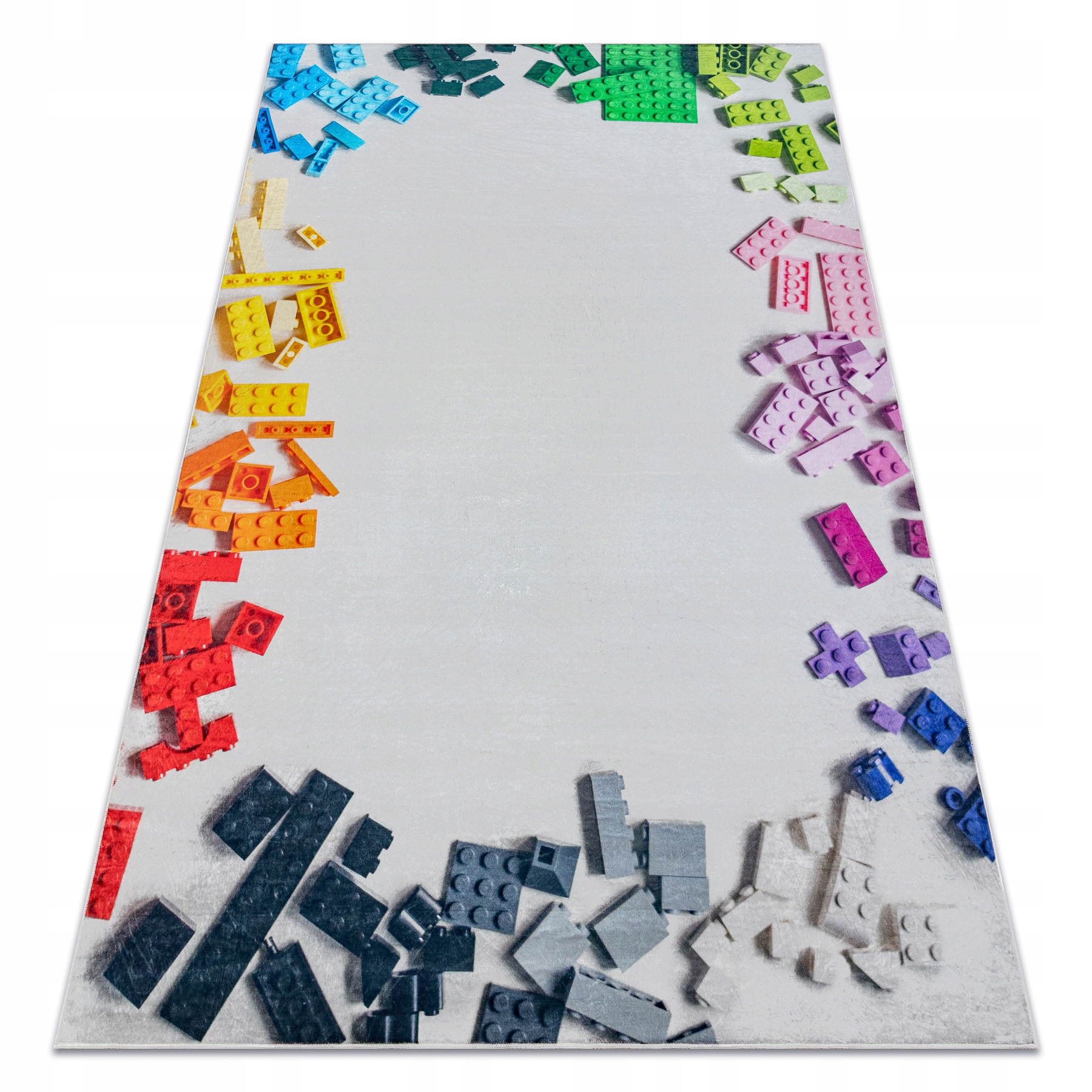 Dywan do prania Klocki dla dzieci antypoślizgowy szary żółty 160x220 cm