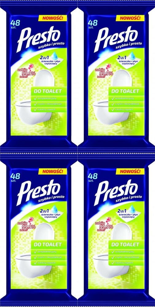 

Presto Ściereczki Nawilżane Do Toalet 48 Sztuk x4