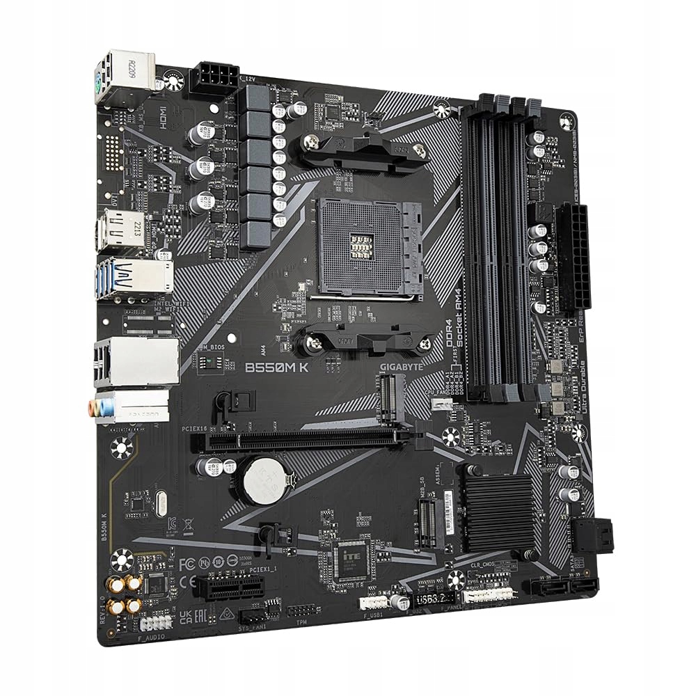 GIGABYTE B550M K Płyta Główna Ryzen 5000 AM4 DDR4 M.2 USB 3.2 PCIe 4.0 — miniatura 3