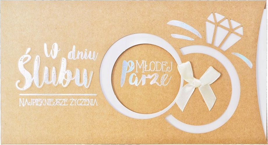 

Kartka ślubna z życzeniami delikatna eko lux PM158