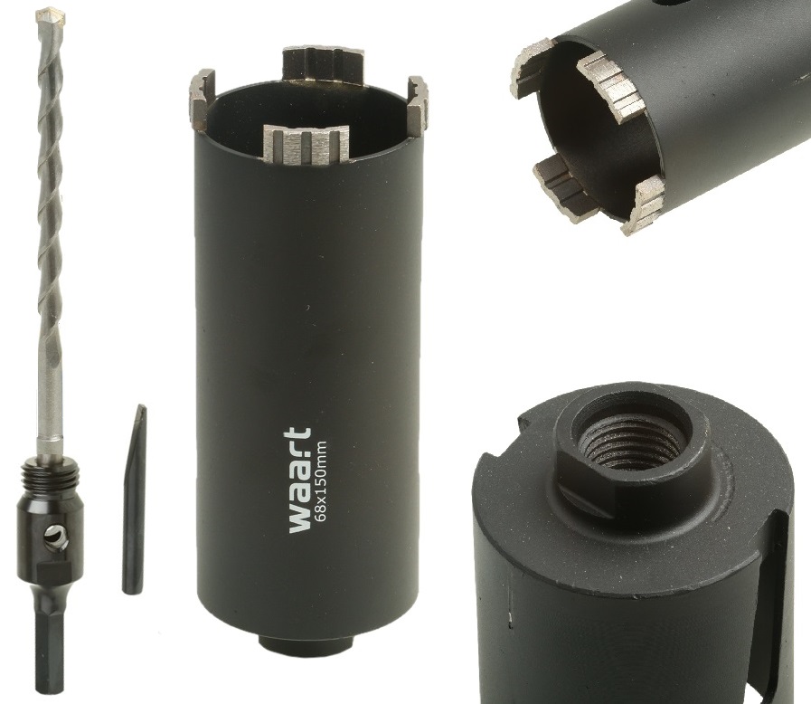 Otwornica Do Betonu Diamentowa Turbo 68 mm Długa Pod Puszkę Adapter Hex