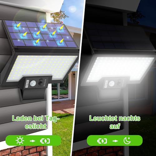 JESLED Lampy Solarne Zewnętrzne 108LED Czujnik Ruchu IP65 Ogród Garaż — miniatura 5