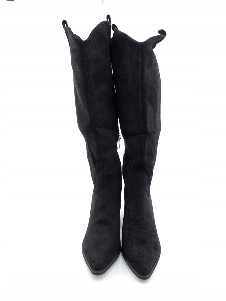 ZAMSZOWE KOZAKI KOWBOJKI CZARNE NA SŁUPKU 40 Model K351BL