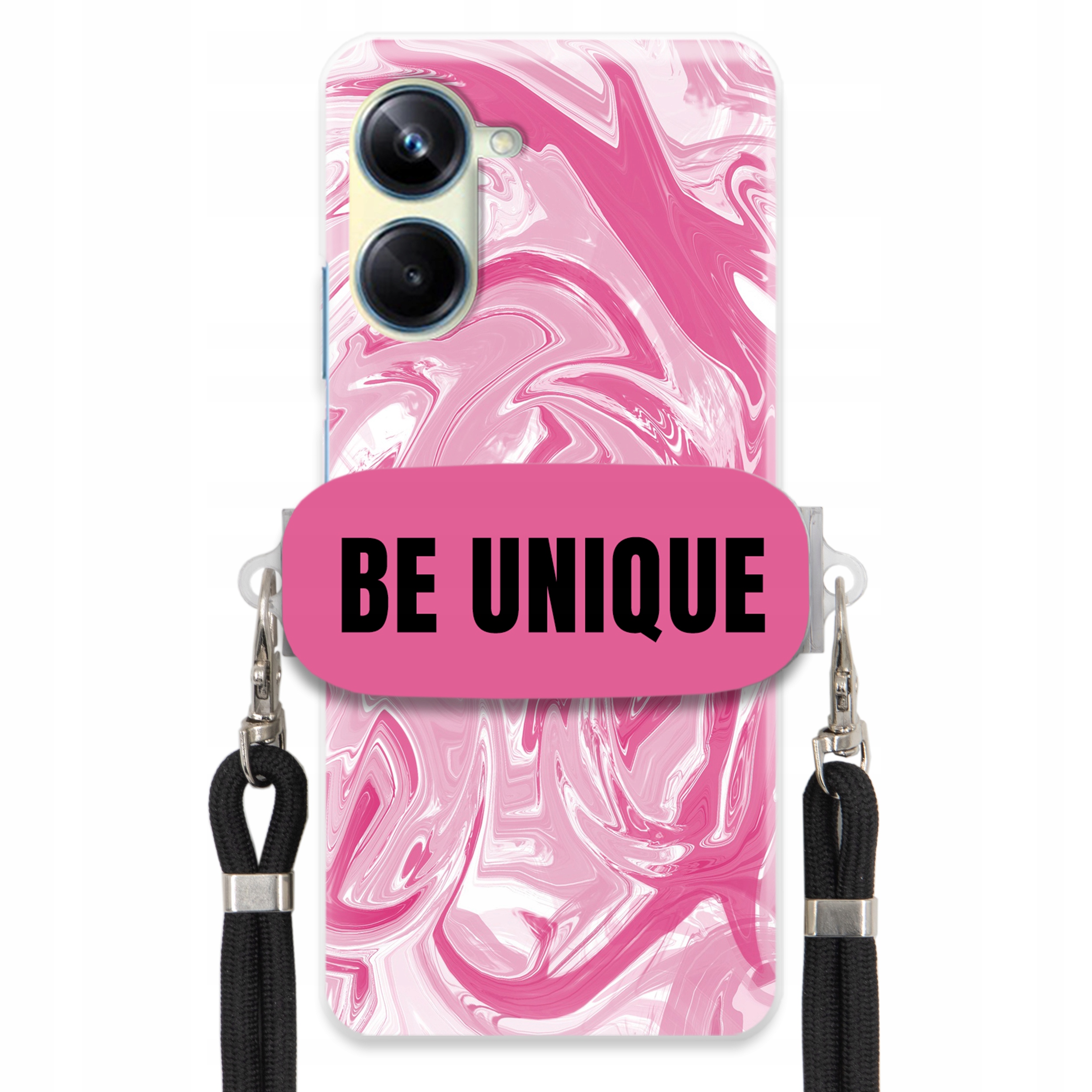 Puzdro pre Realme 10 Pro 5G Case Úchyt Šnúrka Čierna Ružová Mramor Unique