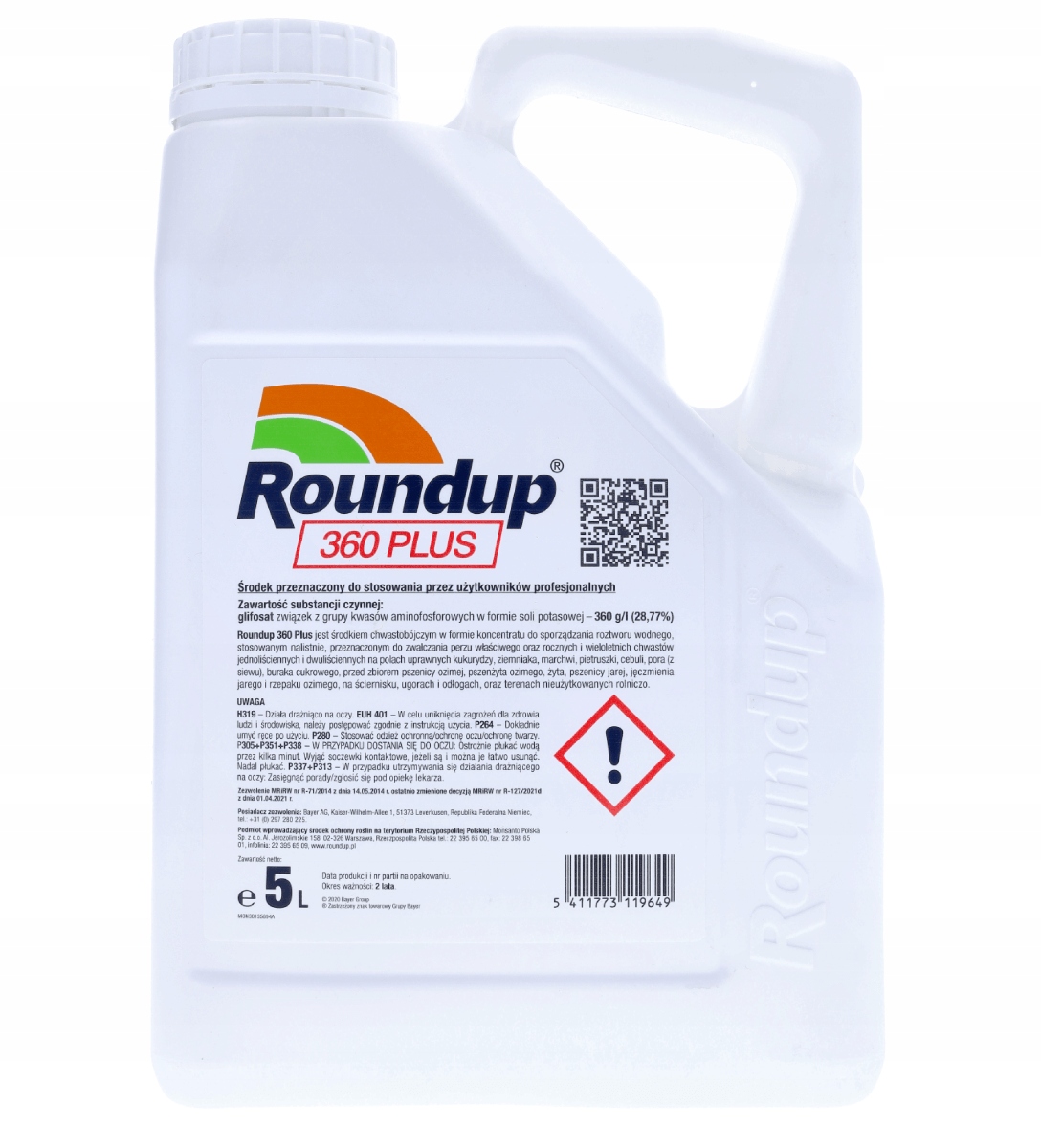 ROUNDUP 360 PLUS GLIFOSAT RANDAP 5L PECH WŁASCIWY MIOTŁA ZBOŻOWA KOMOSA