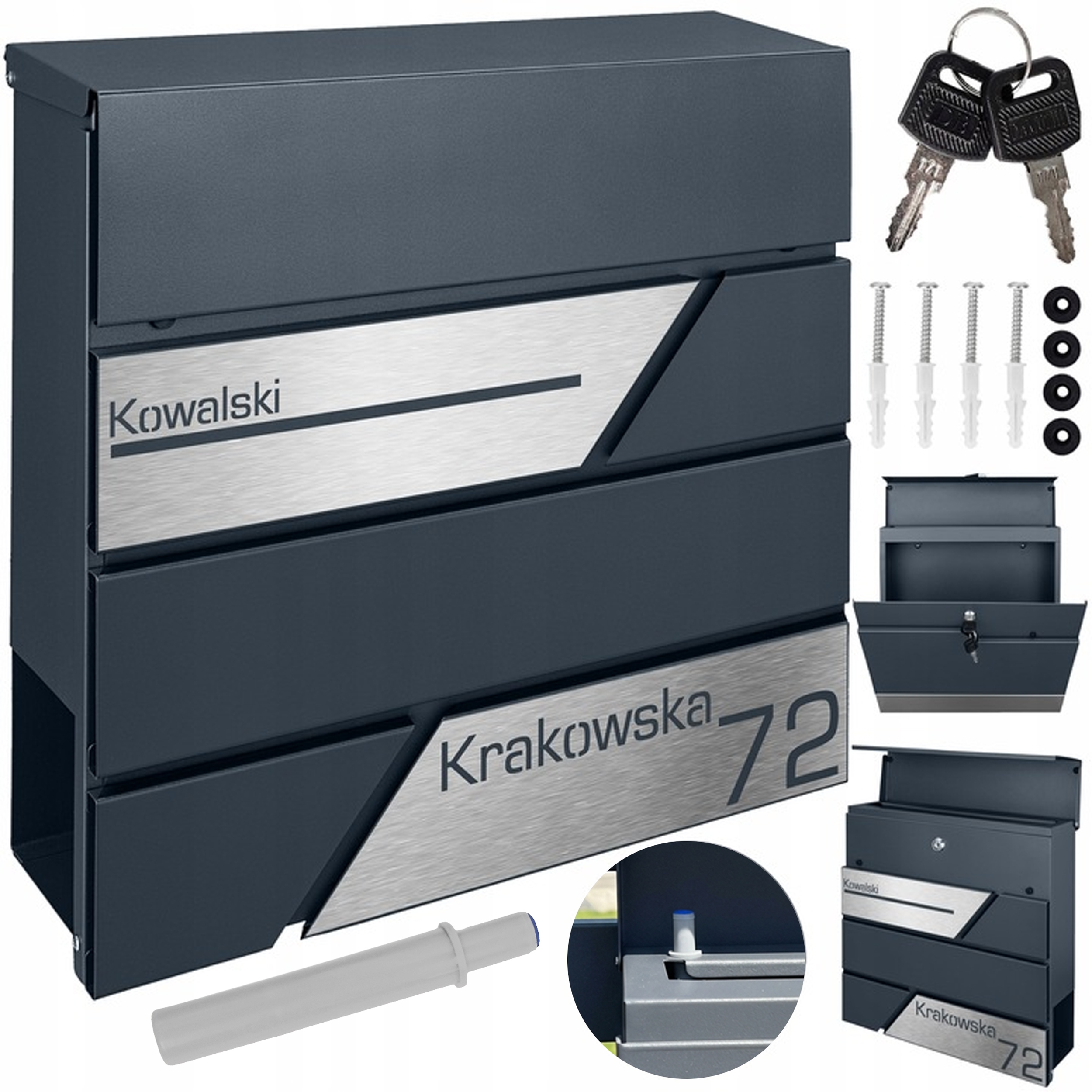 Antracitová Poštovní Schránka Na Dopisy Štítek