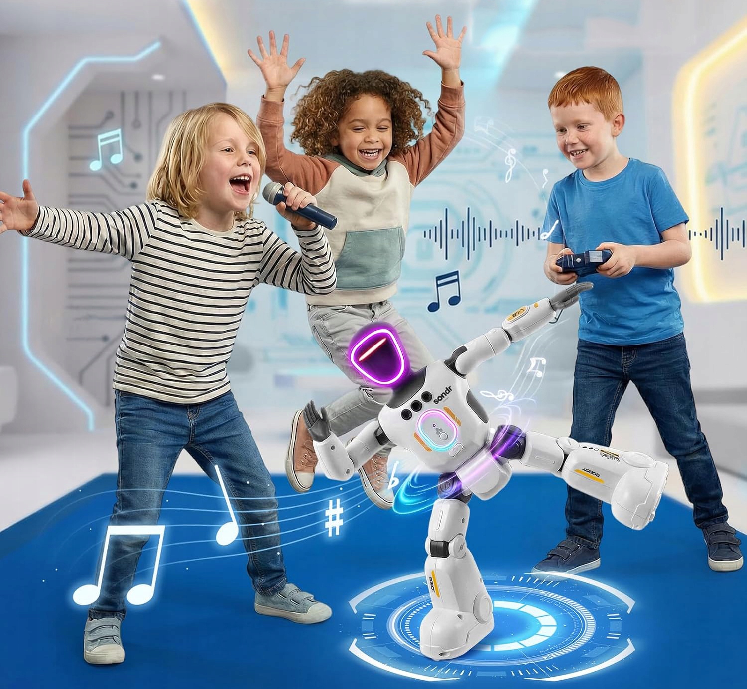 Robot interaktywny zdalnie sterowany głosem programowany chodzi mówi tańczy