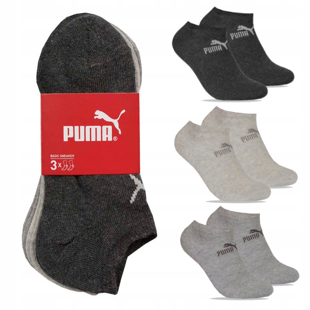 

Puma Skarpety Stopki Sneaker 3 pary Szare 39-42