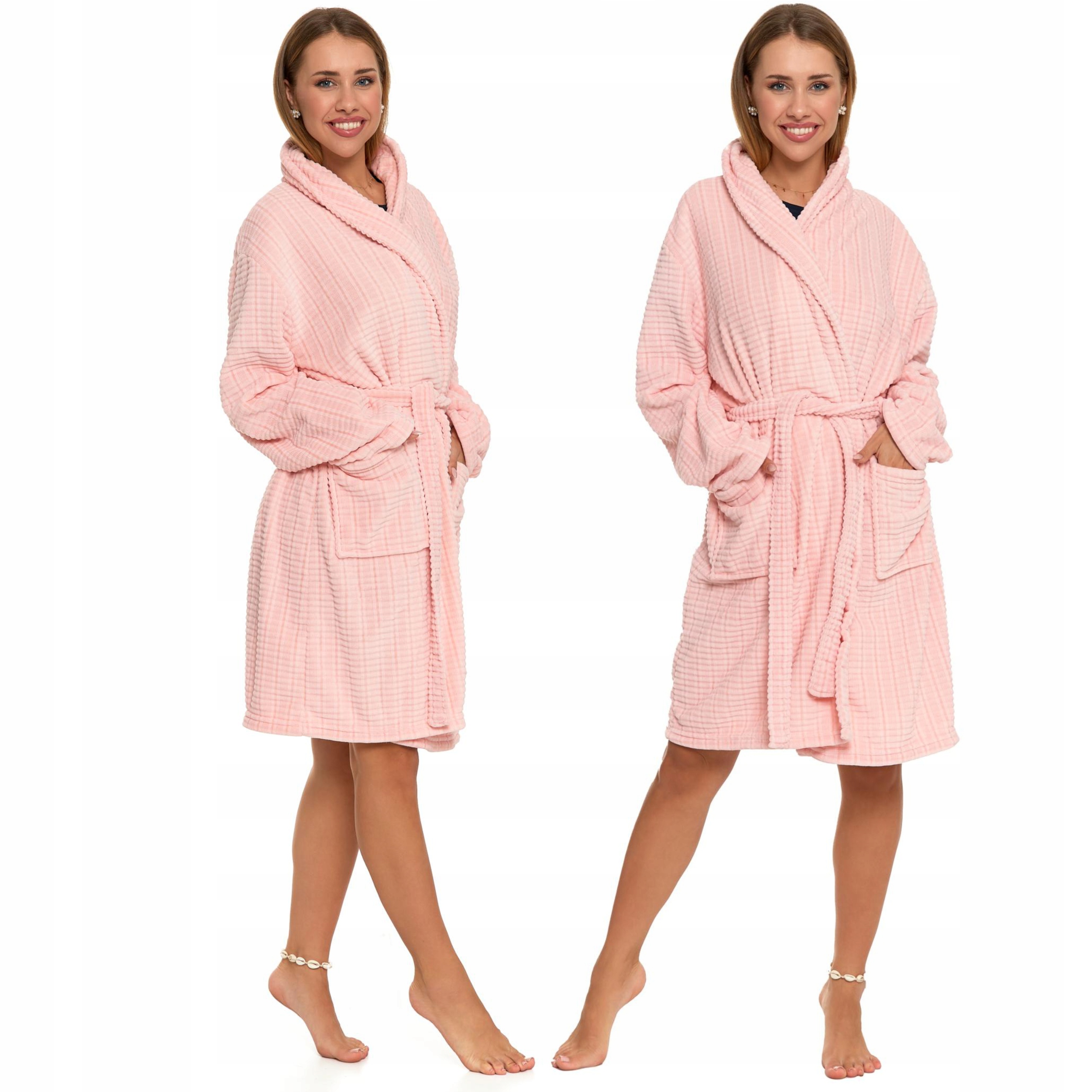 Dámský zavazovací župan s kapsami Klasický Dlouhý Teplý Moraj M