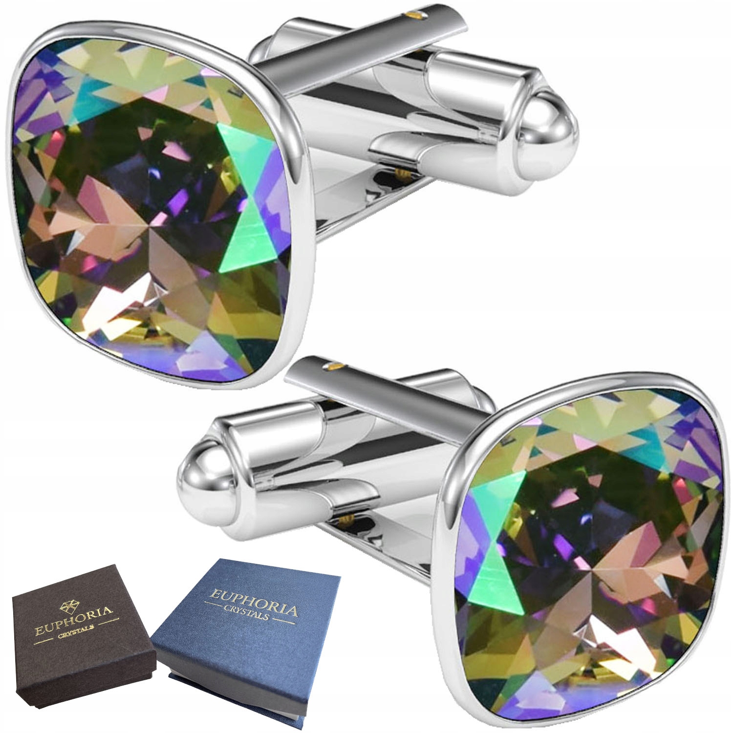 Stříbrné Manžetové knoflíčky Krystaly Dárek pro dívku snoubenky