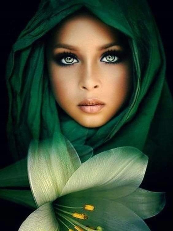 Diamond Painting Žena Zeleň Květina Lilie Dívka Portrét XXL 80x100 cm