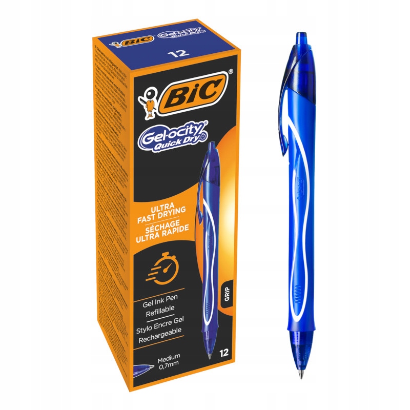 Bic Gel-ocity Quick Dry Długopis Żelowy Niebieski Szybkoschnący Tusz 12 Szt