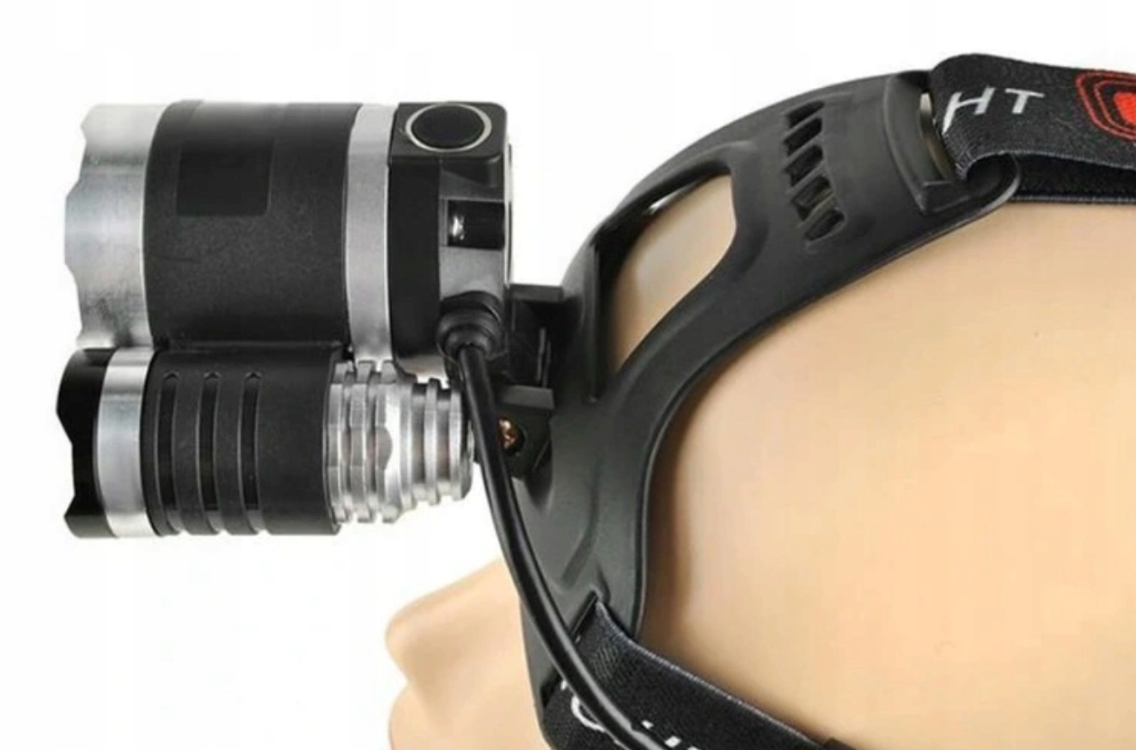 LATARKA CZOŁOWA CZOŁÓWKA 3 LED AKUMLATOROWA USB MOCNE ŚWIATŁO Waga 150 g