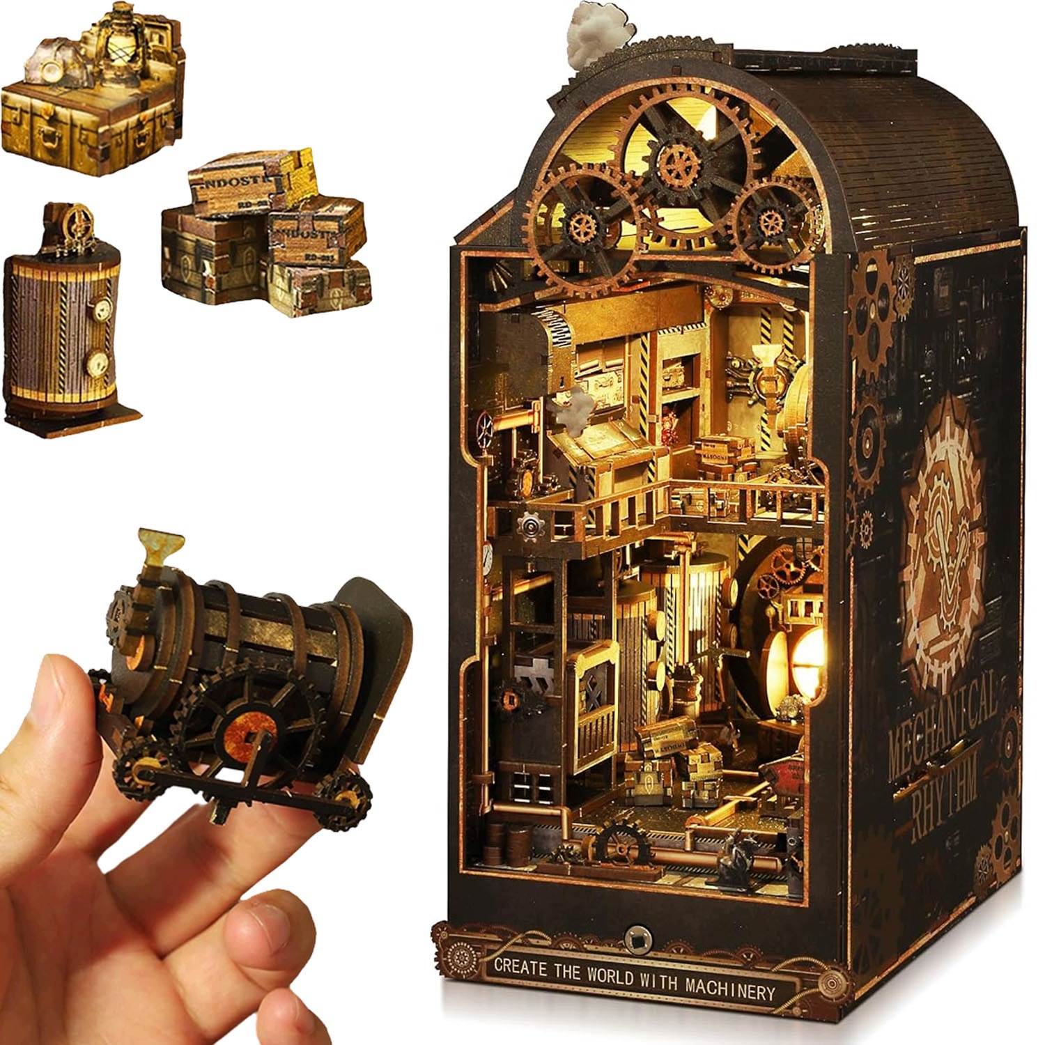 Model 3D Do Sklejania Domek Miniaturowy Steampunk Led Dekoracja Biurka